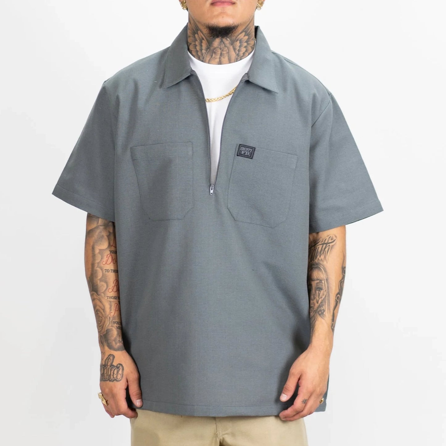 FB County Solid Short Sleeve Zip Shirt