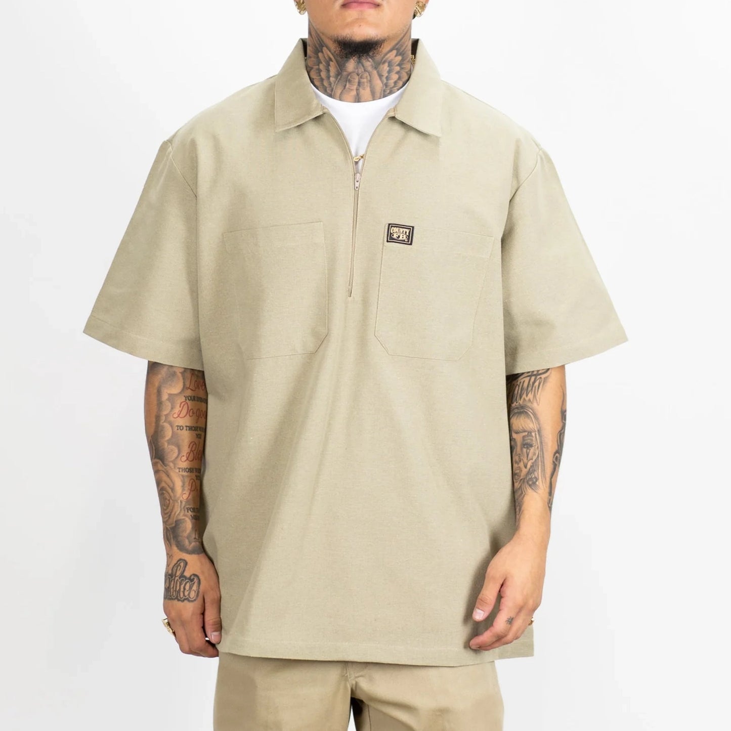 FB County Solid Short Sleeve Zip Shirt